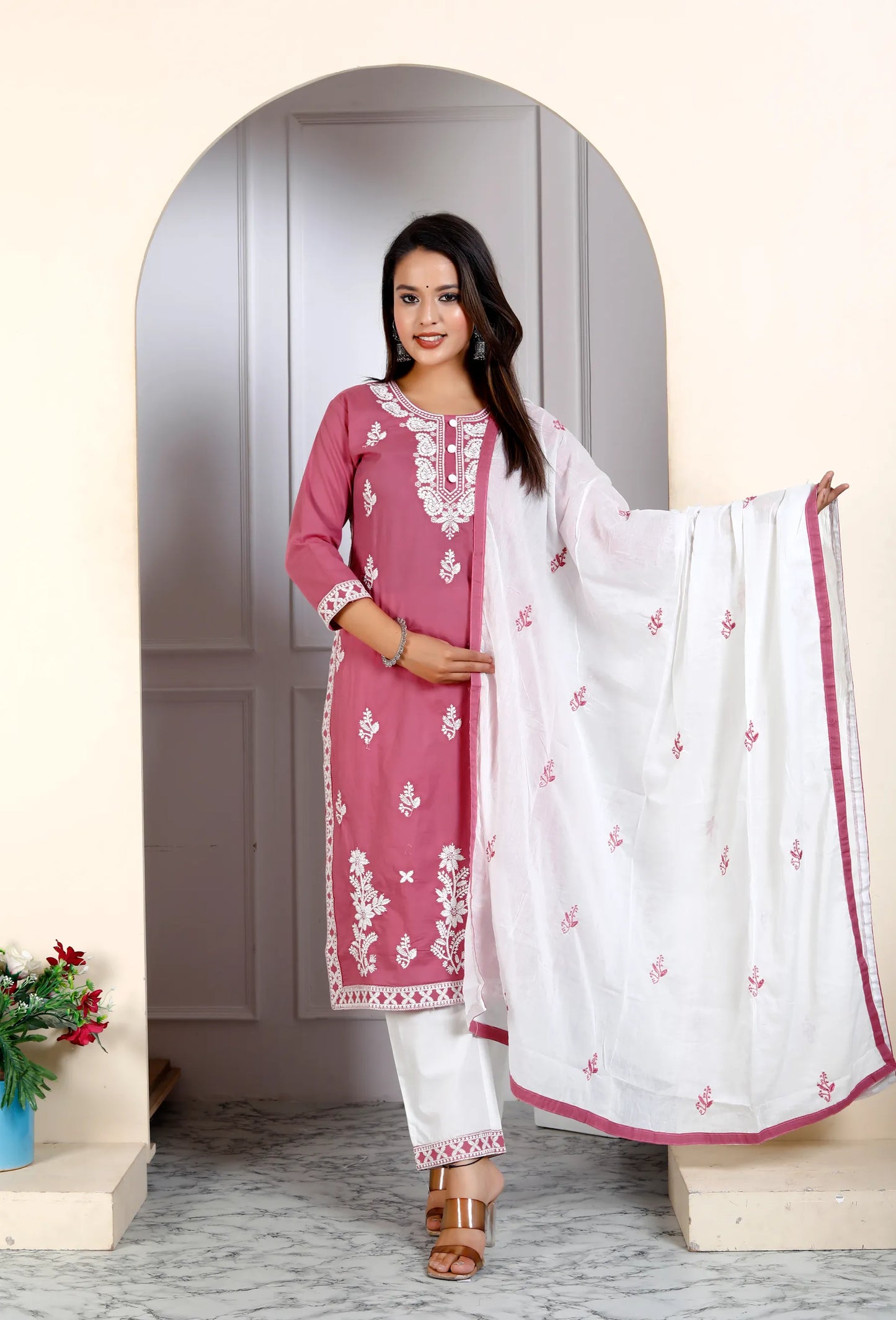 Lucknowi Cotton Suit Set