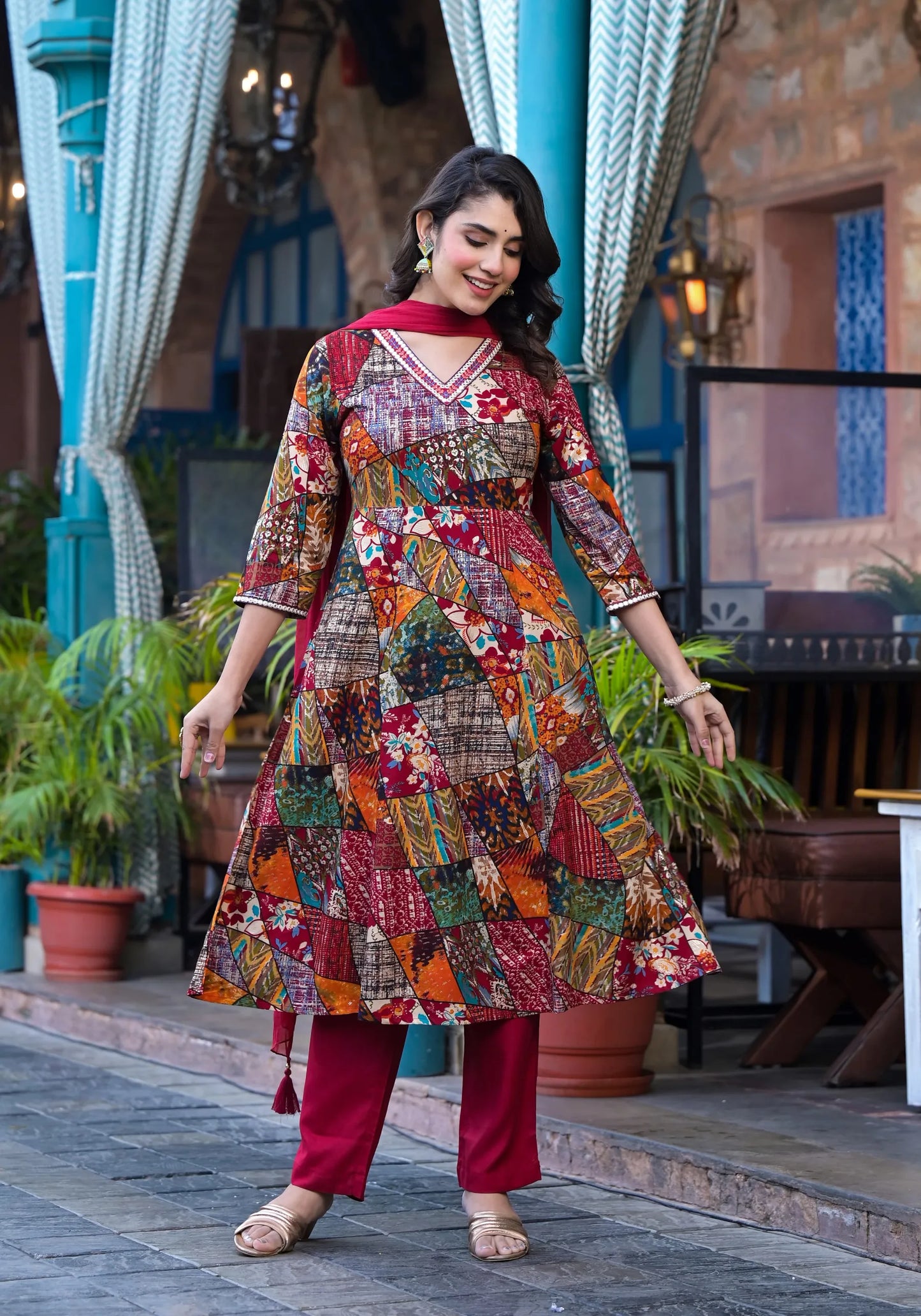 Multi-Tone Rayon Suit Set