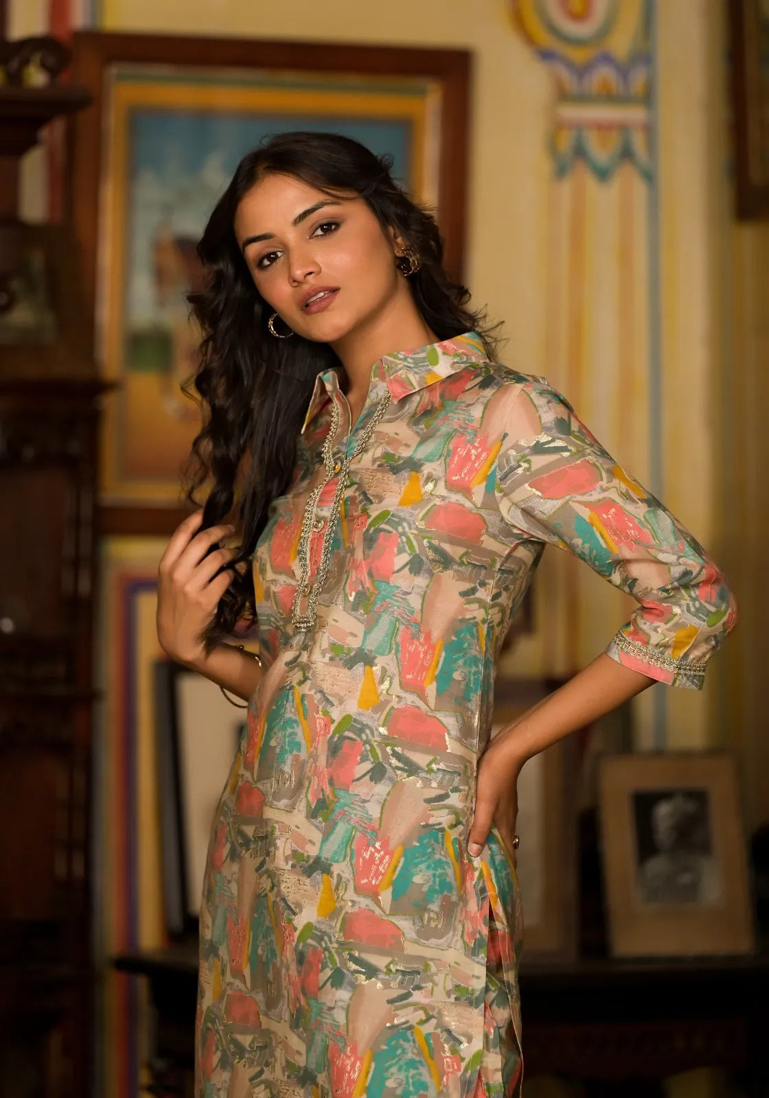 Doodle Hearts Multicolor Kurta Set