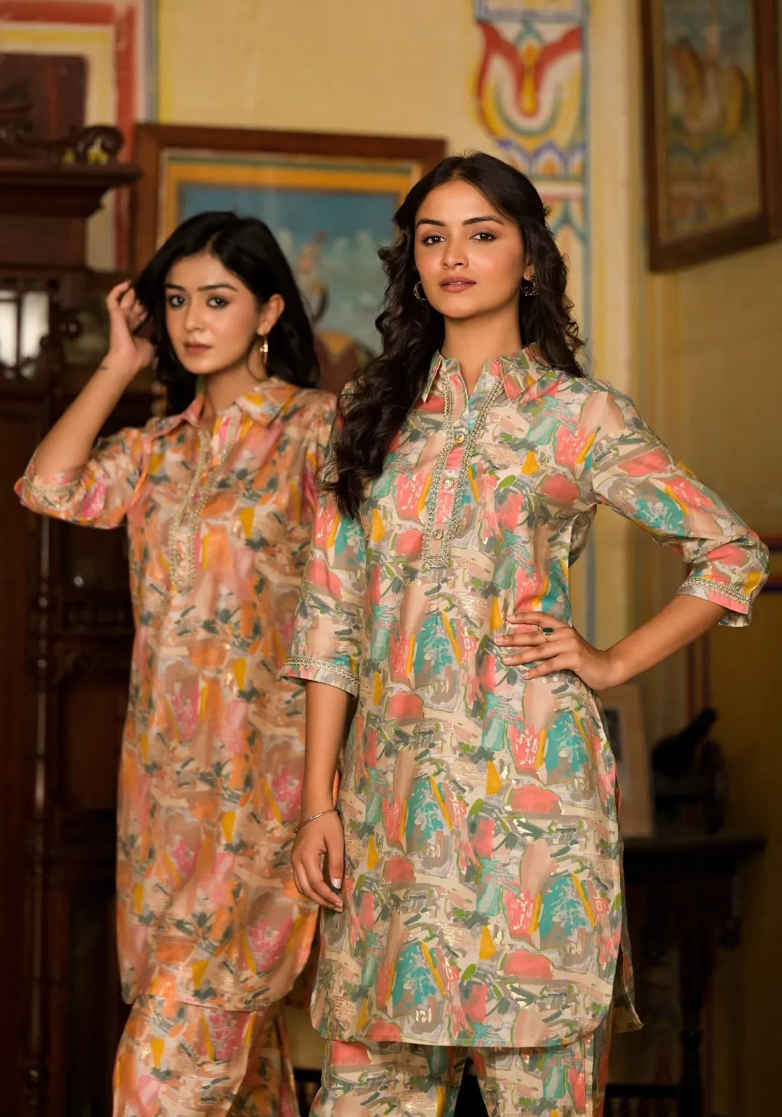 Doodle Hearts Multicolor Kurta Set