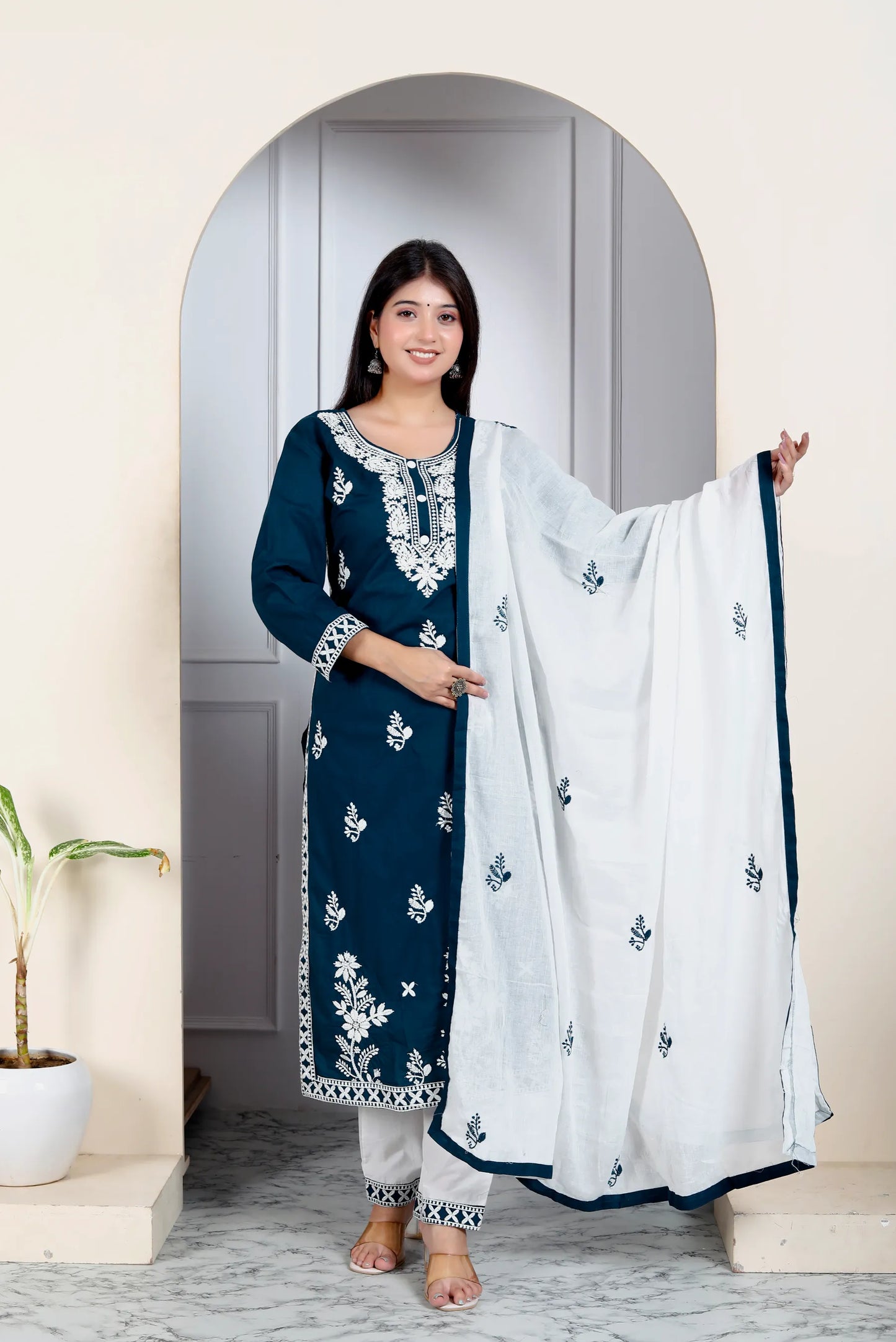 Lucknowi Cotton Suit Set