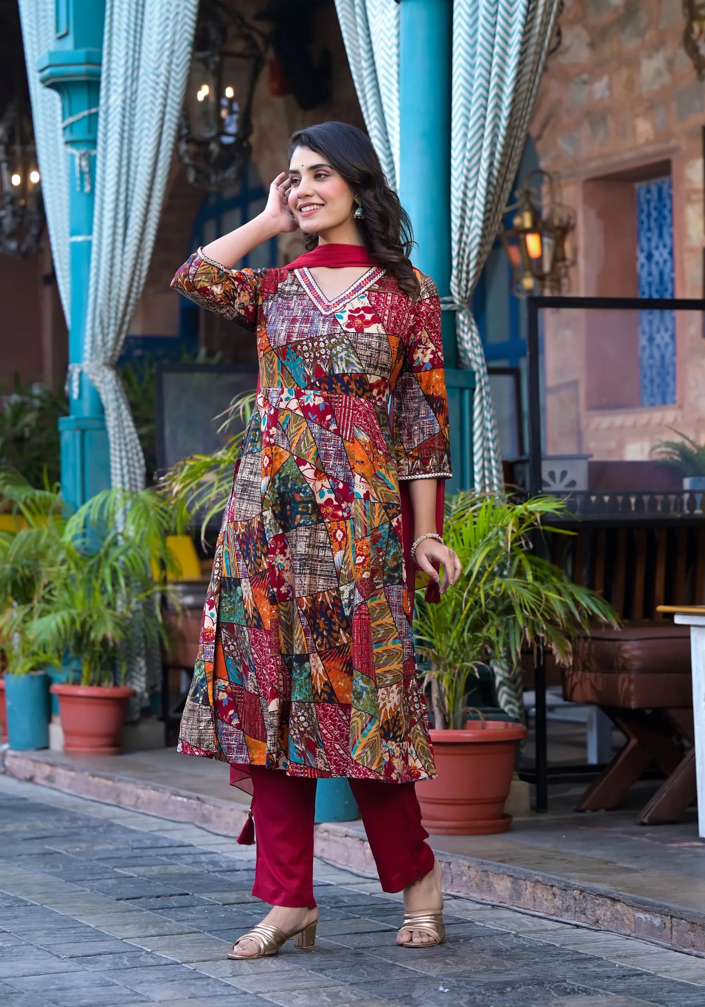 Multi-Tone Rayon Suit Set