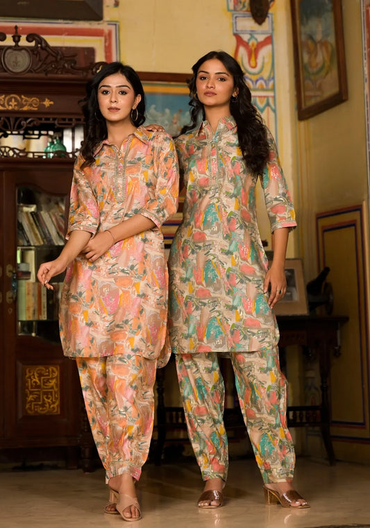 Doodle Hearts Multicolor Kurta Set