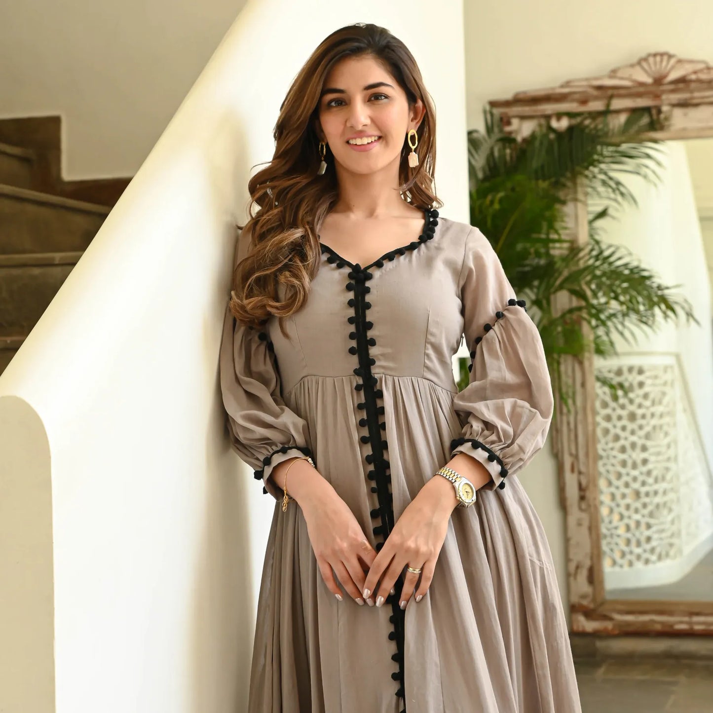 Brown Long Flared Gown